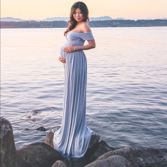 Maternity long pink dress Kiara Gown - Picture 2 of 8